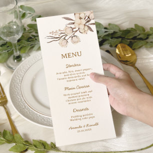 Rustic Cotton Floral Wedding Menu