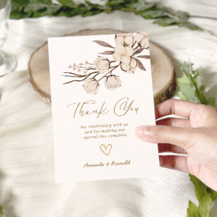 Rustic Cotton Floral Wedding Thank You Card