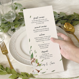 Rustic Cotton Greenery Wedding Menu