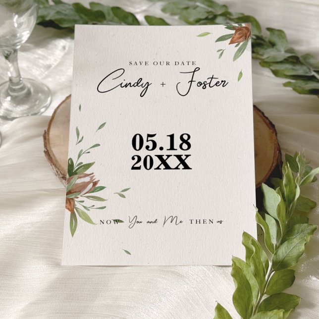 Rustic Cotton Greenery Wedding Save The Date (Creator Uploaded)
