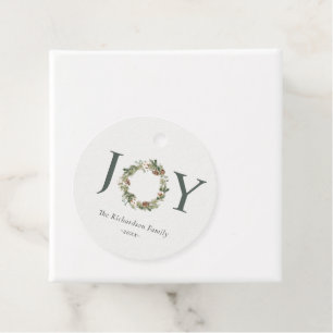 Rustic Cotton Pine Joy Merriest Christmas Wreath Favour Tags