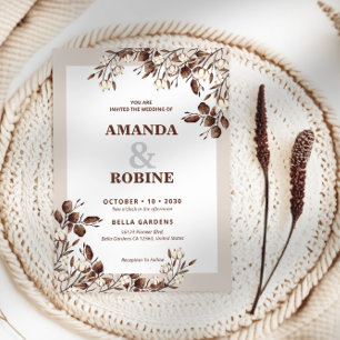 Rustic Cotton Wedding Invitation