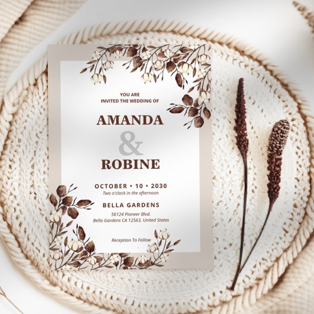 Rustic Cotton Wedding Invitation (Creator Uploaded)
