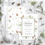 Rustic Cotton Winter Greenery Christmas Party Invitation<br><div class="desc">What better way to get into the holiday spirit than by hosting a Rustic Cotton Winter Greenery Christmas party? This rustic and modern holiday card is the perfect way to invite your family and friends to an annual holiday party, or the annual corporate party. The beautiful watercolor cotton bolls design...</div>