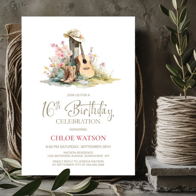 Rustic Country 16th Birthday Party Invitation (Creator Uploaded)