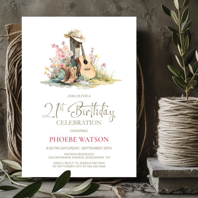 Rustic Country 21st Birthday Party Invitation (Creator Uploaded)