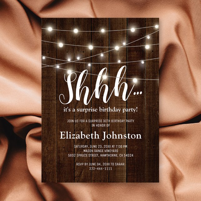 Rustic Country Adult Surprise Birthday Party Invitation (Creator Uploaded)