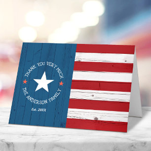 Rustic Country American Flag Vintage Patriotic USA Thank You Card
