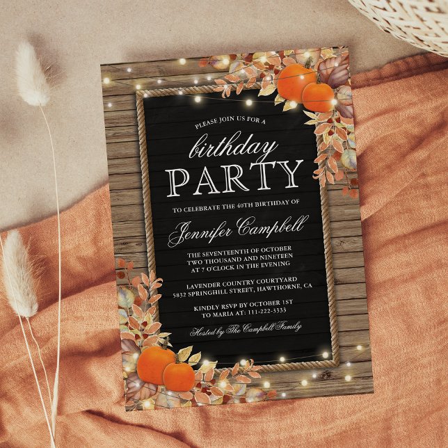 Rustic Country Autumn Fall Birthday Party Invitation (Creator Uploaded)