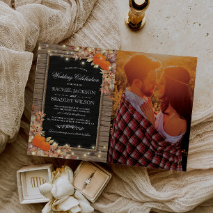 Rustic Country Autumn Fall Photo Wedding Invitation