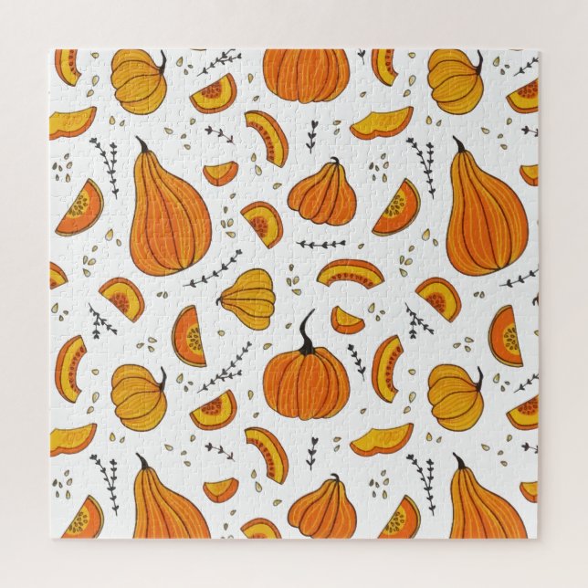 Rustic Country Autumn Fall Pumpkin Jigsaw Puzzle (Vertical)