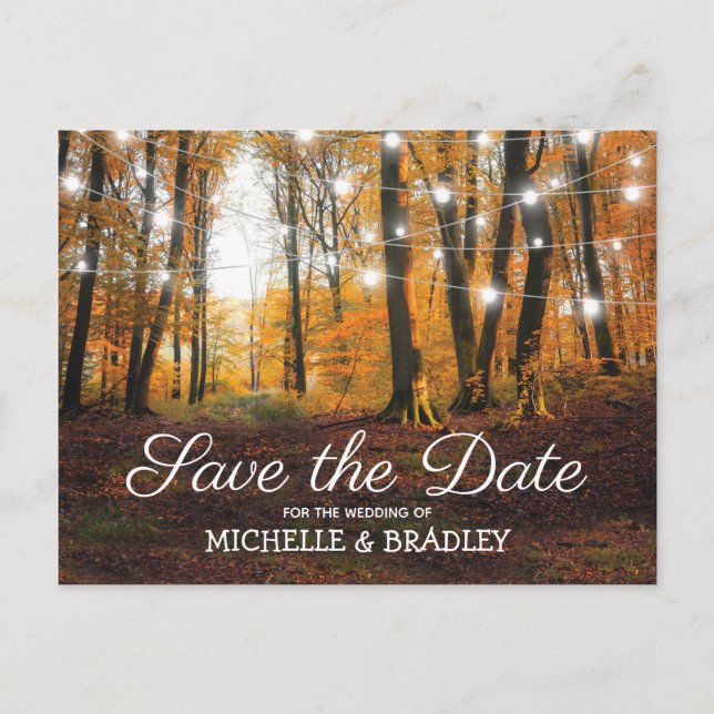 Rustic Country Autumn Fall Save the Date Announcement Postcard (Front)