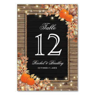 Rustic Country Autumn Fall Wedding Table Numbers