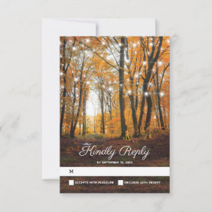 Rustic Country Autumn Fall Woodland Wedding RSVP Card