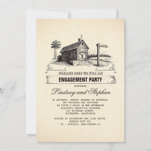 Rustic Country Barn Engagement Party Invitations