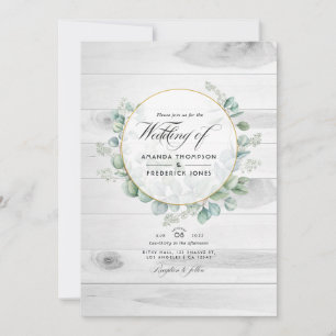 Rustic Country Barn Eucalyptus QR Code Wedding Invitation