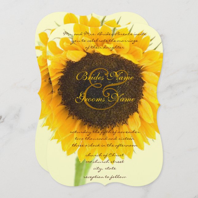 Rustic Country Barn Sunflower Wedding Invitation (Front/Back)