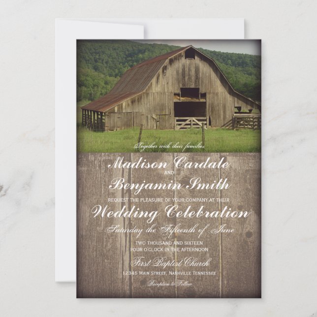 Rustic Country Barn Wedding Invitations (Front)