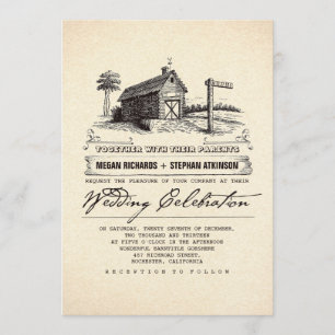 Rustic Country Barn Wedding Invitations