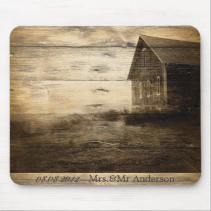 Rustic Country Barn Wood Barn Wedding Mouse Pad