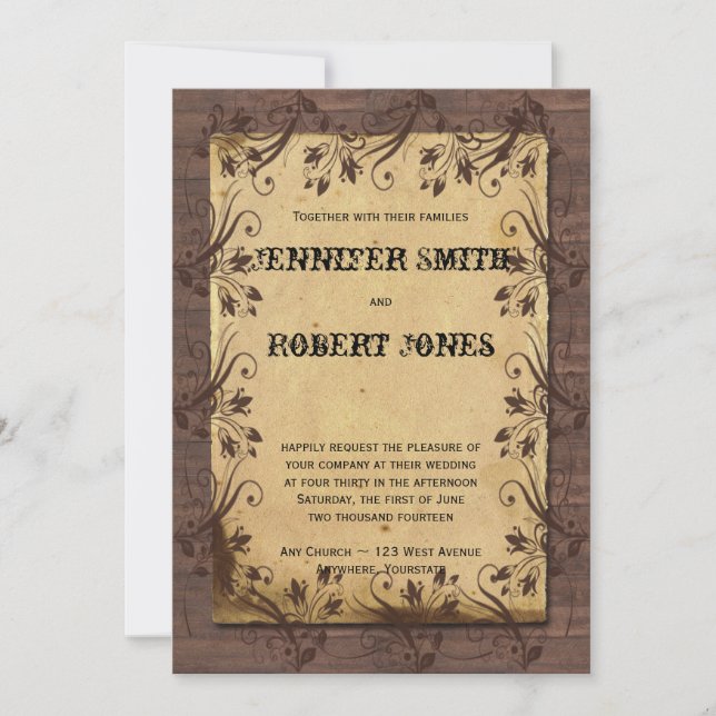 Rustic Country Barn Wood Beauty Wedding Invitation (Front)