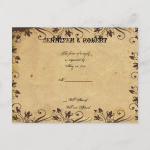 Rustic Country Barn Wood Beauty Wedding RSVP Invitation Postcard