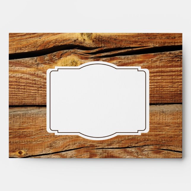 Rustic Country Barn Wood Custom Wedding Envelopes (Front)