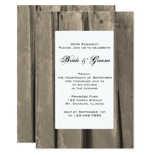Rustic Country Barn Wood Engagement Party Invite