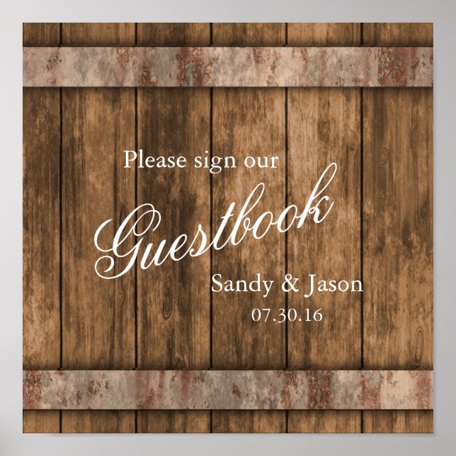 Rustic Country Barn Wood Guestbook (Front)