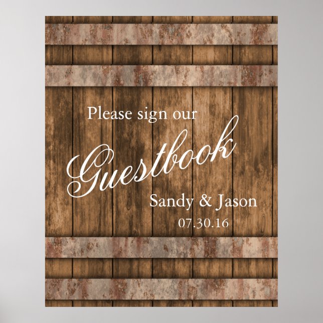 Rustic Country Barn Wood Guestbook (Front)