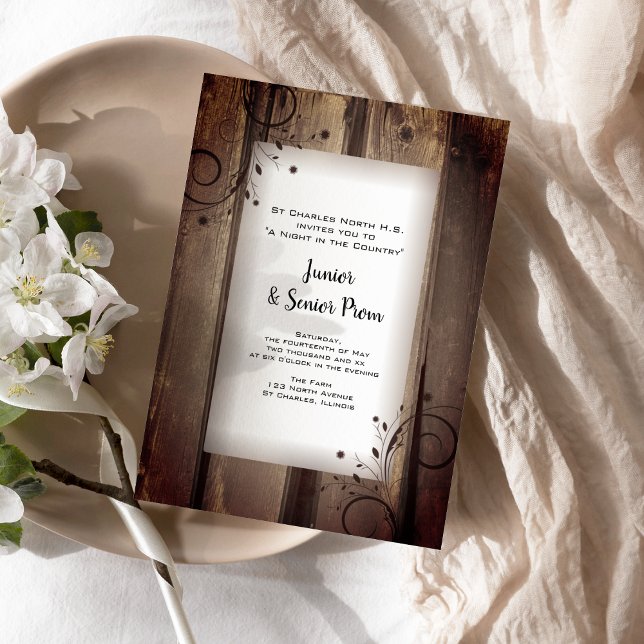 Rustic Country Barn Wood Junior / Senior Prom Invitation (Creator Uploaded)