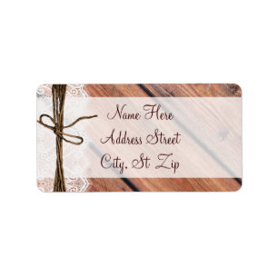 Rustic Country Barn Wood Lace Twine Address Labels