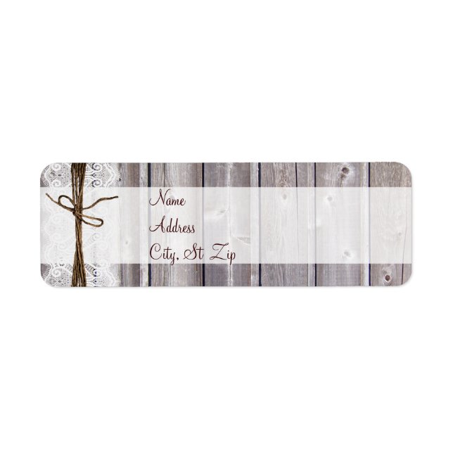 Rustic Country Barn Wood Lace Twine Address Labels (Front)