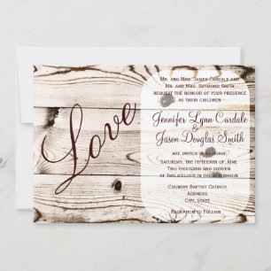 Rustic Country Barn Wood Love Wedding Invitations