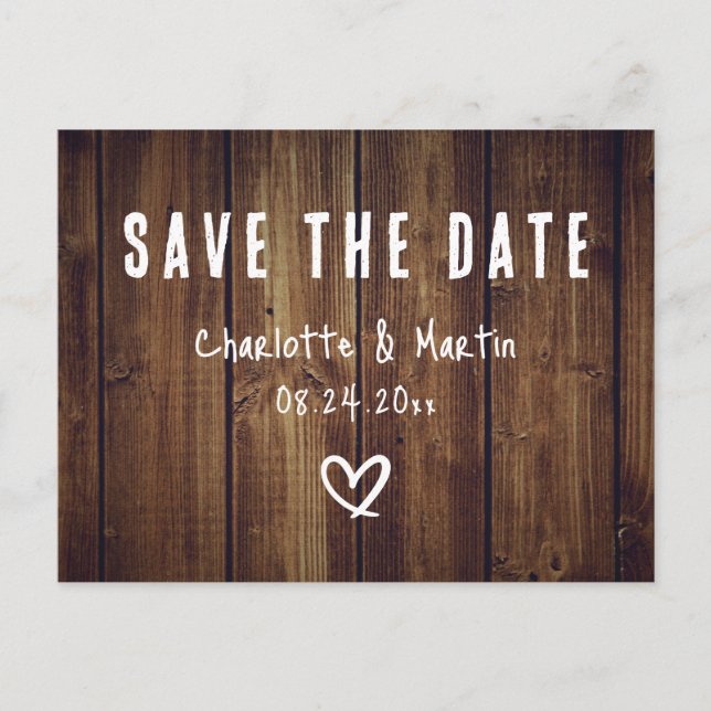 Rustic Country Barn Wood Save The Date Postcard (Front)