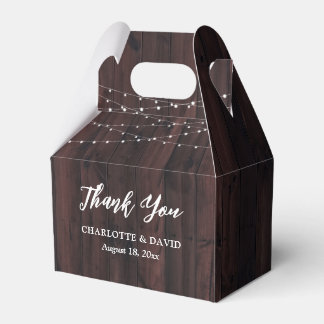 Rustic Country Barn Wood String Lights Wedding Favour Box