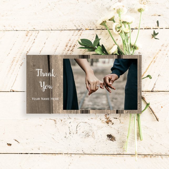 Rustic Country Barn Wood Thank You (Say thanks after your rustic barn party wedding or shower with this charming thank you photocard.)