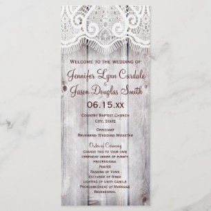 Rustic Country Barn Wood Vertical Wedding Programs