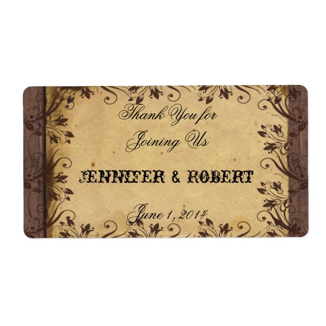 Rustic Country Barn Wood Water Bottle Label (Front)