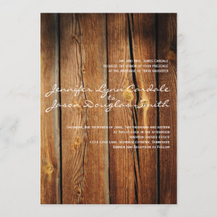 Rustic Country Barn Wood Wedding Invitations