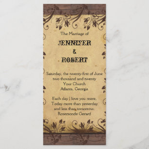Rustic Country Barn Wood Wedding Program