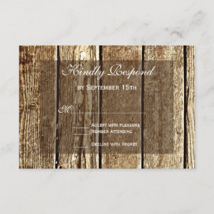 Rustic Country Barn Wood Wedding RSVP Cards
