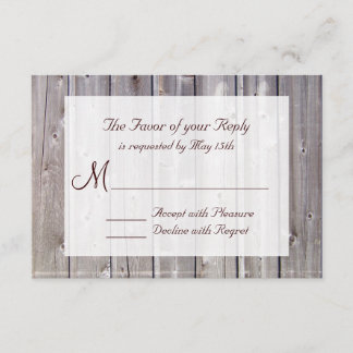 Rustic Country Barn Wood Wedding RSVP Cards