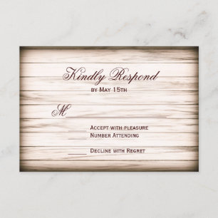 Rustic Country Barn Wood Wedding RSVP Cards