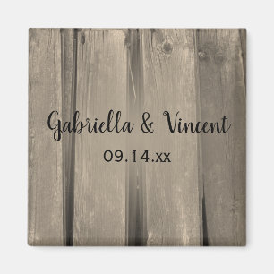 Rustic Country Barn Wood Wedding Save the Date Magnet
