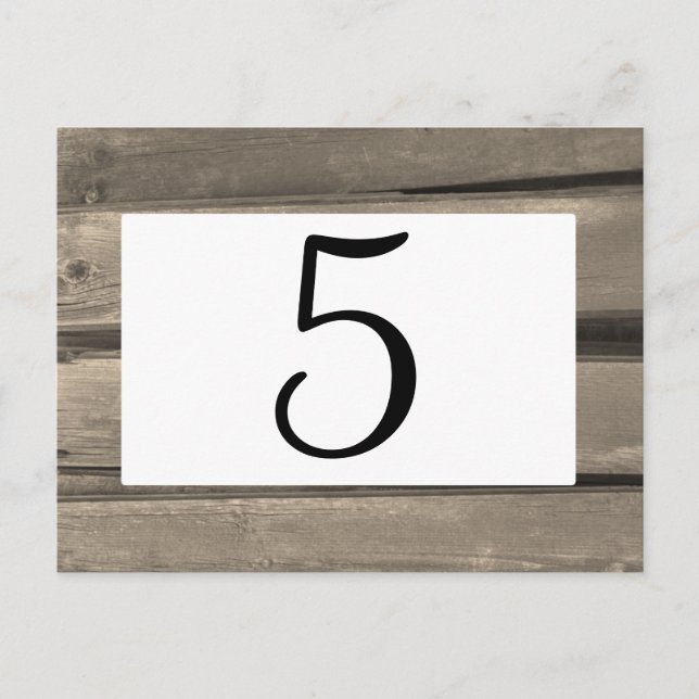 Rustic Country Barn Wood Wedding Table Number Postcard (Front)