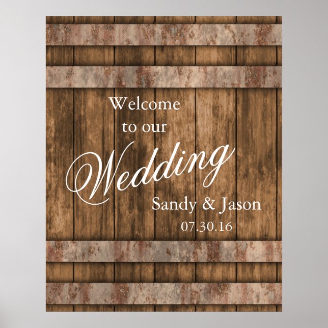 Rustic Country Barn Wood Wedding Welcome Poster (Front)