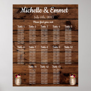 Rustic Country Barrel Boho Wedding Seating Chart