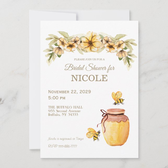 Rustic Country Bee Honey Bridal Shower  Invitation (Front)