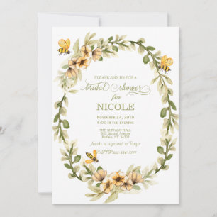 Rustic Country Bees Bridal Shower  Invitation